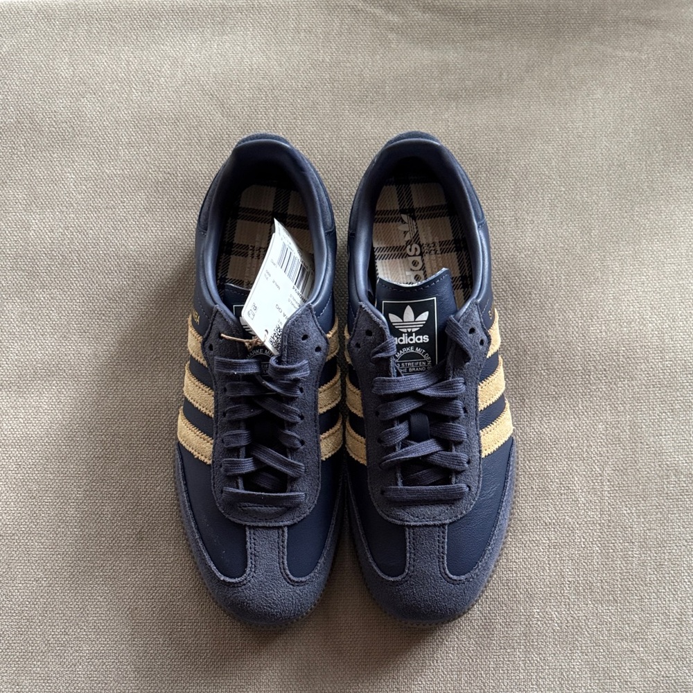 ADIDAS ORIGINALS Samba OG suede-trimmed leather sneakers - Navy